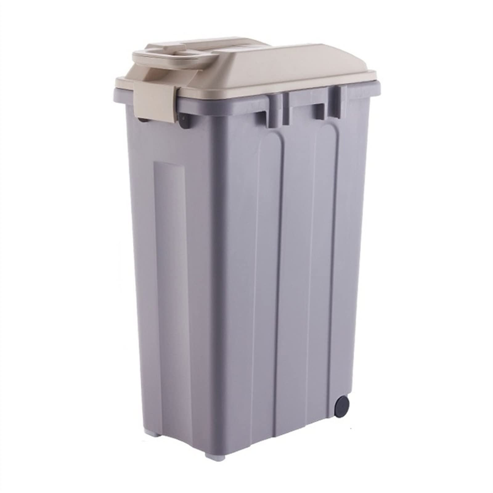 Poubelle classée grande capacité 45L extérieure à roues avec bac de tri kaki