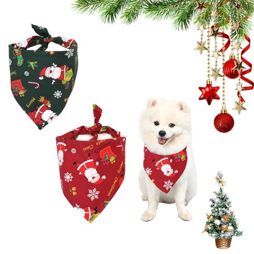 Bandanas-de-Chien-de-Noel-Foulard-pour-Chien-2-Pieces-Bandana-de-Noel-pour-Chiens-Bandanas-pour-Chiens-Echarpe-de-Pere-Noel-Chien-Dog-Bandana-Bavoirs-Chien-Reglable-Echarpe-pour-Chien-Bavoirs Bandanas de Noël pour chien – Lot de 2 écharpes rouges et vertes festives – Image 6