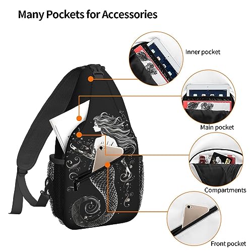 Mochila deportiva negra ligera con diseño sirena miniatura 6