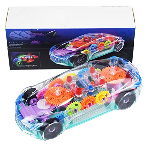 CHICIRIS Coche de Juguete Transparente Iluminado con Luces LED y Música para Niños, Coche de Juguete de Carreras Transparente Gear Concept para Gatear y Caminar, 20,3x8,5x6,3 Cm