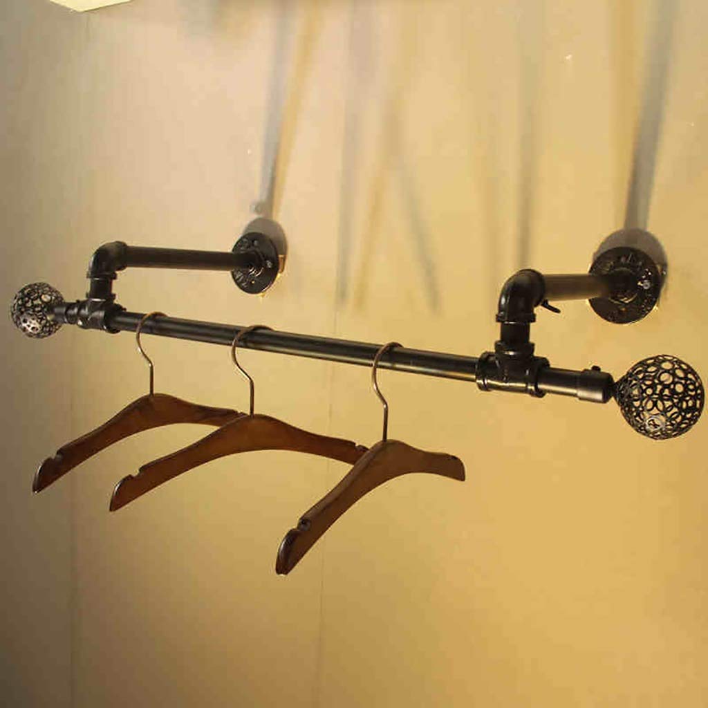 HPTHLY Iron Pipe Clothes Shelf Wall-Mounted Coat Rack Commercial Garment Display Rack For Household,Retail (120 * 30Cm)