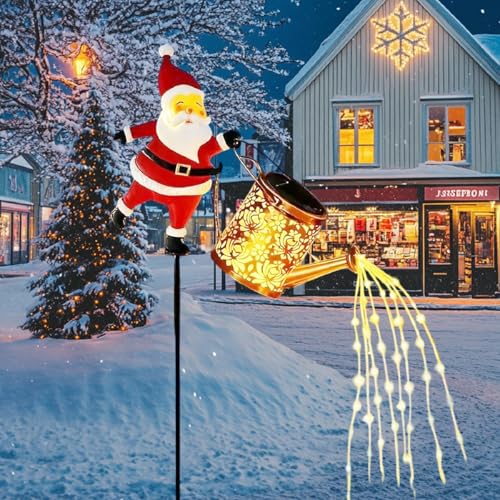 Christmas Solar Kettle Lights, Garden Lawn Decorative Lights, LED Santa