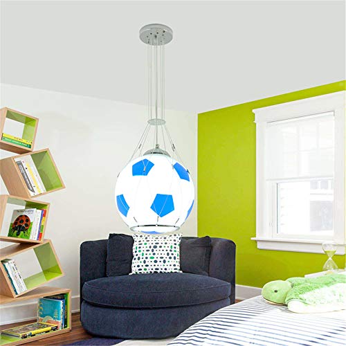 Football Suspension Luminaire Enfant Luminaire Fil Lustre Chambre Enfant Garcon Luminaire Boule E27 Diamètre 25cm, Lustre Chambre Enfant Foot