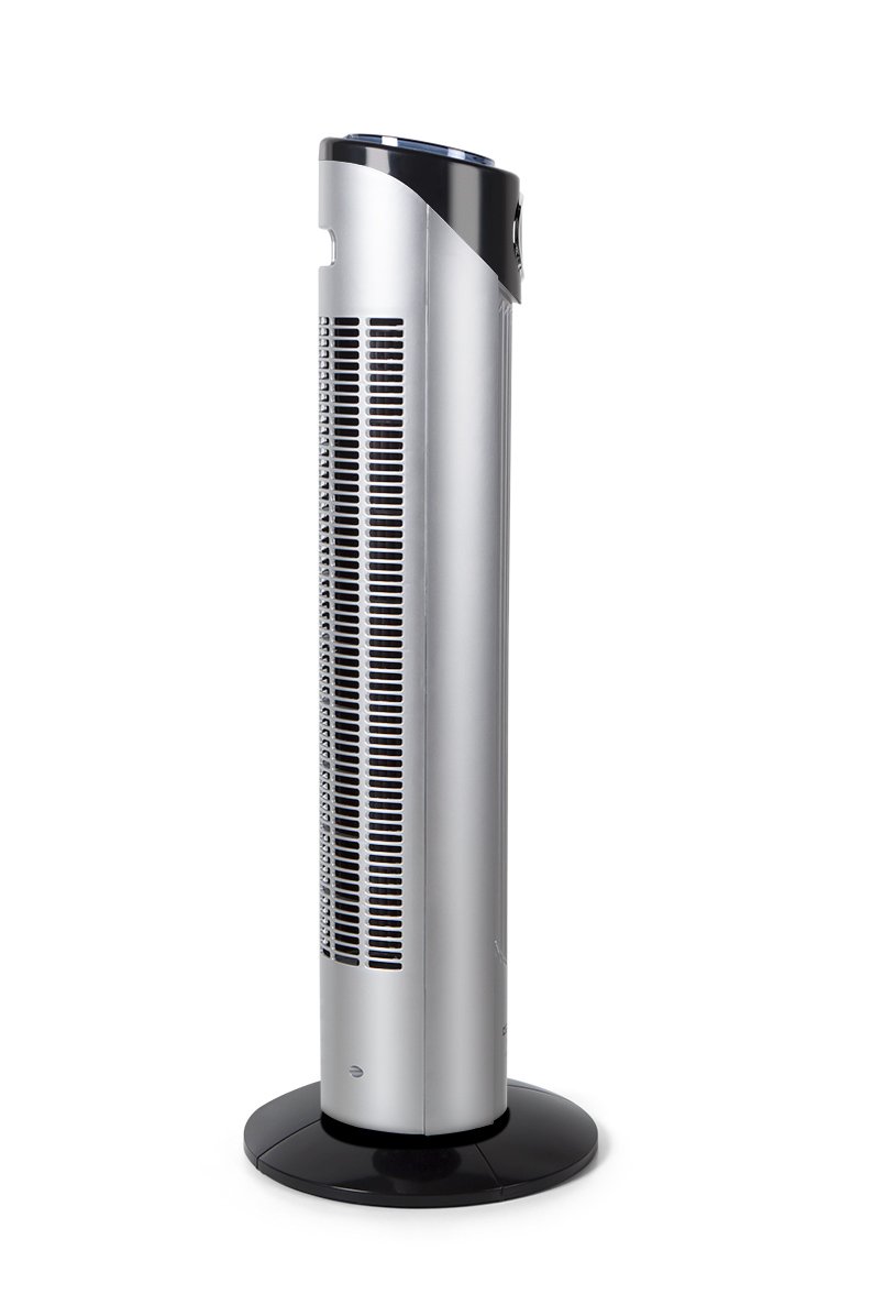 Orbegozo TWM 1009 - Ventilatore a torre con telecomando, ionico, 60 W, con 3 opzioni di velocità e oscillazione, vassoio per essenze, pannello frontale a LED, nero