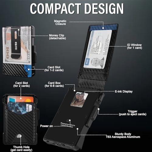 Air Wallet with Built in Tracking Label - Smart Credit Card Holder for use with Apple Find My iOS RFID Blocking Slim Wallet with Trackable Minimalist Front Pocket Wallet (Carbon Fiber)2