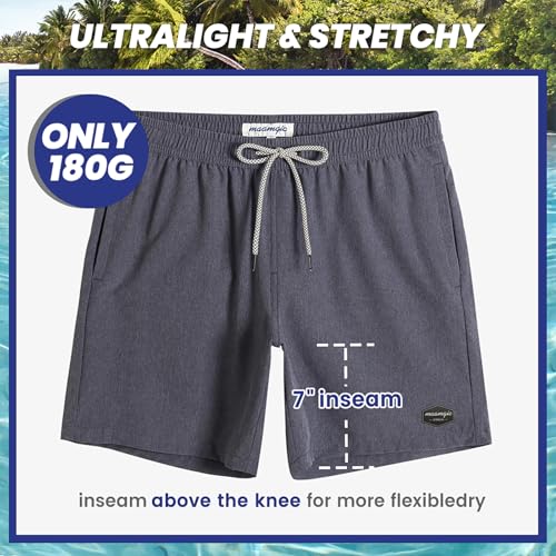 Image of maamgic Mens 7 inch Stretch Swim Trunks Quick Dry Mesh Lining Swimwear Bathing Suits