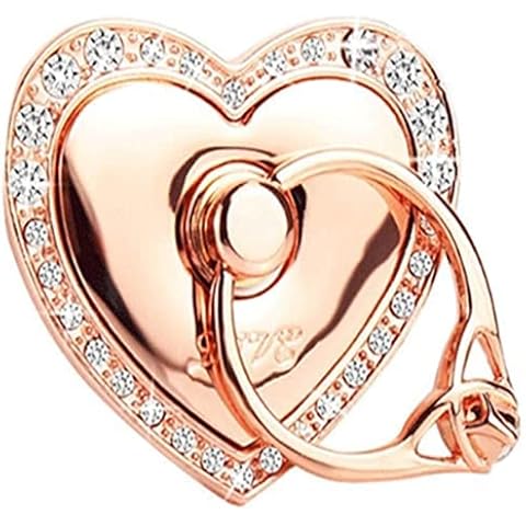 Samidy Phone Ring Bracket holder, Love Heart Diamond Shape Finger Grip Stand Holder Ring Car Mount Phone Ring Grip Smartphone Ring stent Tablet Rose Gold Cover