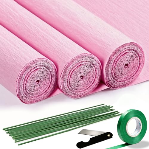 Papier crépon rose pour loisirs créatifs rouleau lourd VNAKER kit de décoration mariage