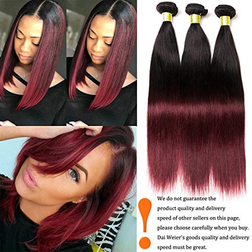 Dai Weier Cheveux Humain Ombre Hair en Lot 3 Grade 8A Naturel Lisse 1B 99J Burgundy Weave Extensions Tissage Bresilienne Raide pas Cher 18 20 22 pouces