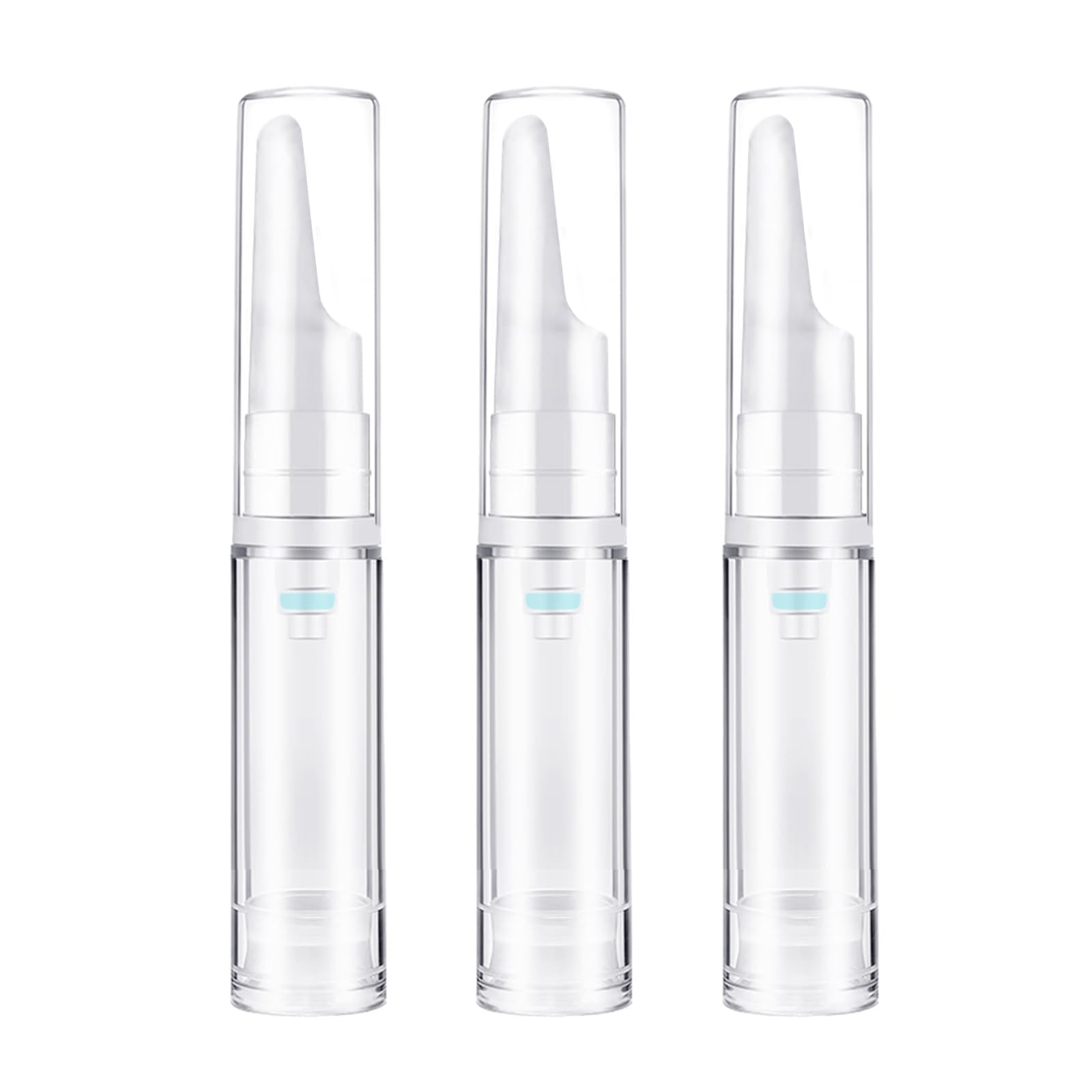 3pcs Empty Travel Press Pump Bottles Small Face Serum Airless Pump Jars Lotion Eye Cream Container Vial Portable Essential Oils Refillable Toiletries Bottles (10ml)