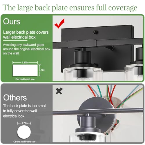 Image of Indoi 5-Light Bathroom Light Fixtures, Matte Black Modern Vanity Lights with Clear Glass Shades, Bathroom Wall Lamp for Mirror Living Room Cabinet Bedroom Porch