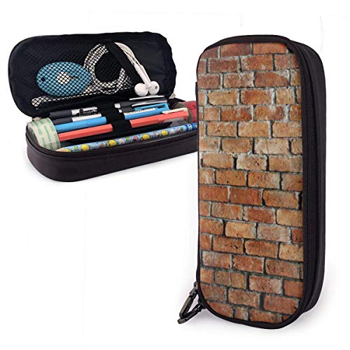 Estuche Escolar de Gran Capacidad, Bolsa de Lápiz Organizador para Material Papelería con Cremallera Doble Textura de pared de ladrillo rojo para Hombre Mujer Estudiante en Escuela Oficina