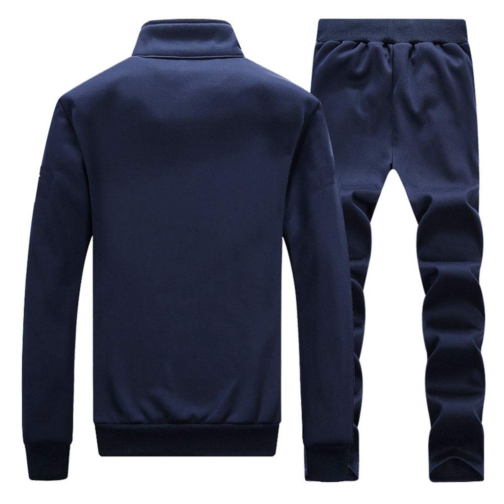 HONGBI Tuta Sportiva Uomo in Tinta Unita Palestra Completo da Uomo Fela Giacca Cardigan con Zip Collo Alto Pantaloni Casual con Coulisse Tascas da Jogging Ginnastica Fitness