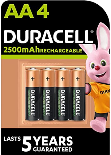 Duracell Lot de 4 Piles AA Rechargeables Ultra Rechargeables 2500 mAh – Pré-chargées/Reste en Place 2400