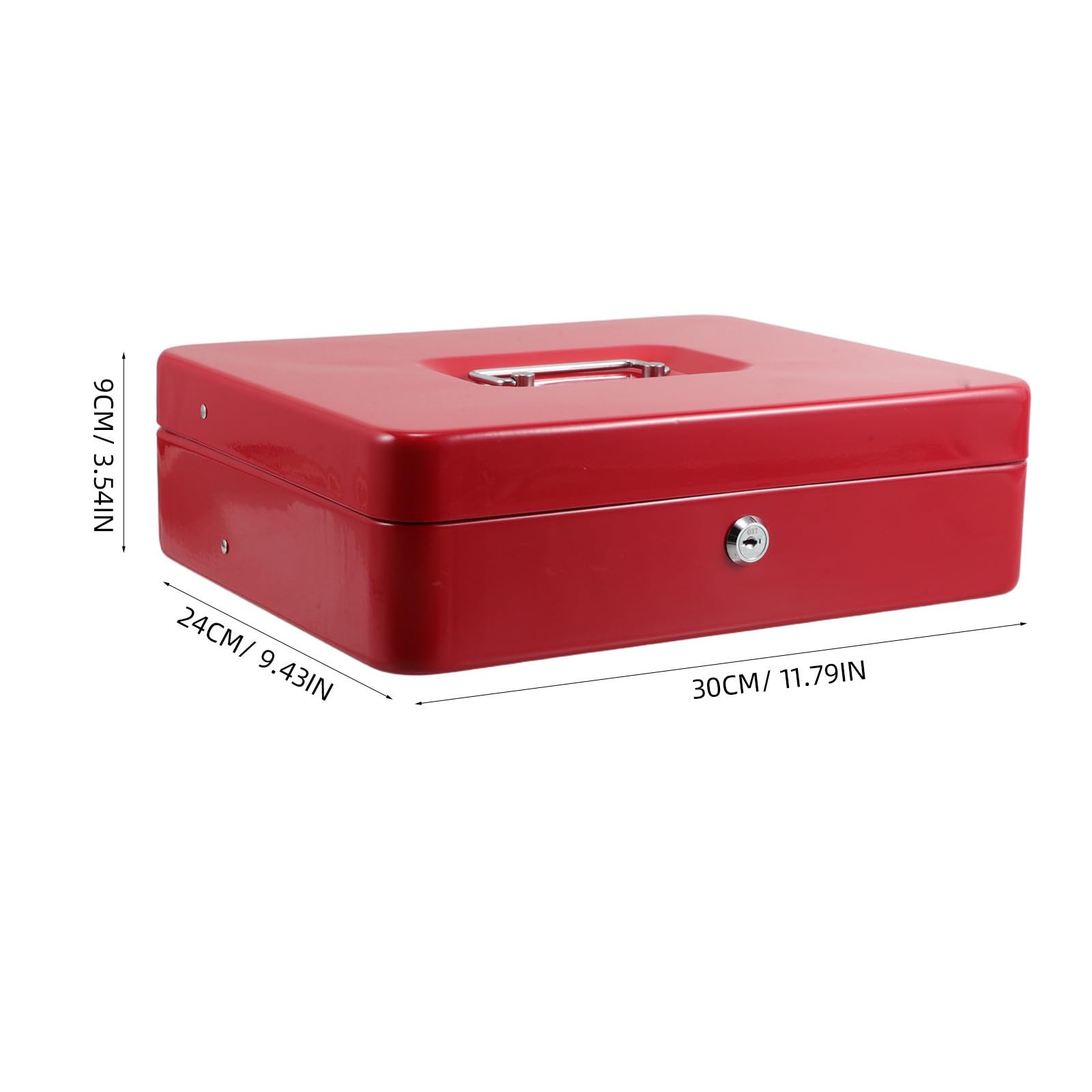 Caja de Seguridad con Llave para Monedas y Billetes, Rojo Aleación