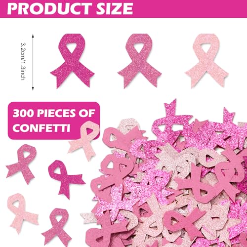 Image of Whaline 300 Pcs Breast Cancer Awareness Table Confetti Ribbon Shaped Glitter Confetti Pink Table Centerpiece For Party Decoration
