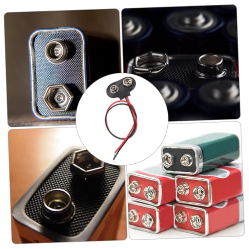 Conectores de batería de 9v cable tipo t portapilas compacto de 6 cm negro Gatuida 7