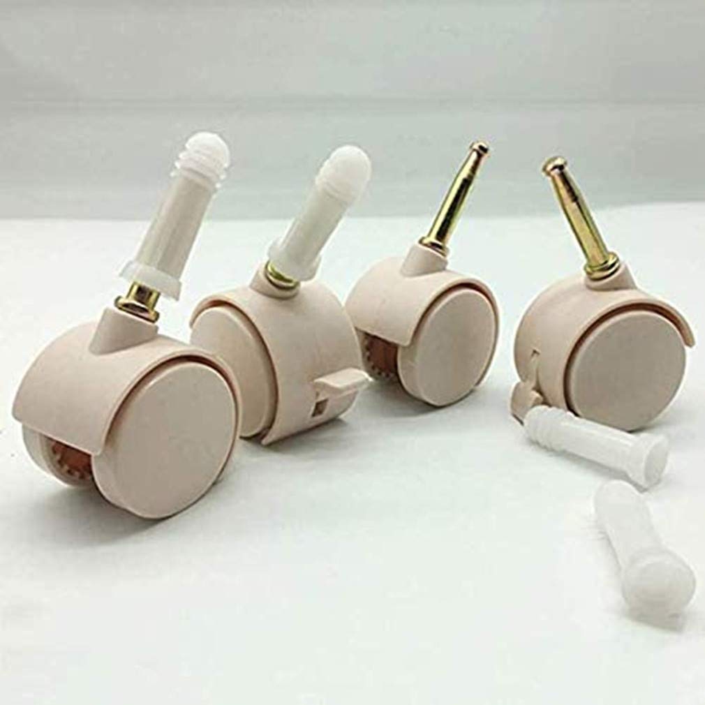 Muebles de Nailon para Cuna,Ruedas giratorias silenciosas con Frenos,diseño de Ruedas Dobles,Ruedas de Repuesto,Varilla de Montaje de 7,4 mm,con Manguito de Montaje,para Cama de niños con ca