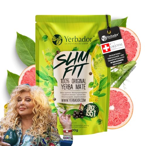 YERBADOR Yerba Mate Tee Slim Fit – Mate-Tee zum Abnehmen - Natürliche Energie, Detoxgetränk & Original Geschmack – Mate Blätter ungeräuchert aus Brasilien - Premium-Qualität – 300g