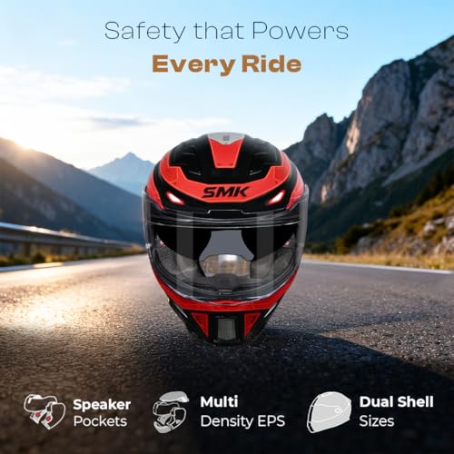 Image of SMK Agnar Cyborg ISI, DOT and ECE 06 Certified Helmet with Antigog Pinlock 30 Fitted & Dual Visor (GL263 - L)