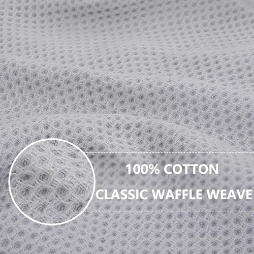 Image of Homaxy 100% Cotton Waffle Weave Kitchen Dish Towels, Ultra Soft Absorbent Quick Drying Cleaning Towel, 13 x 28 Inches, 12-Pack, Light Gray