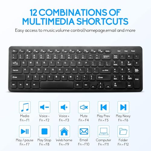 Image of Wireless Keyboard and Mouse Combo, Compact Quiet Wireless Keyboard and Mouse Set 2.4G Ultra-Thin Sleek Design for Windows, Computer, Desktop, PC, Notebook, Laptop (Black01)