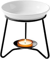 WD&CD Black Ceramic Wax Melt Burner - Essential Oil Warmer, Aromatherapy Diffuser & Scented Holder for Home Bedroom Decor