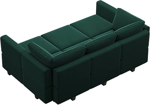 Miniatura 105 de Belffin - Sofá cama modular con otomanas, de terciopelo, reversible y con asiento con almacenamiento, color verde, forma de L-1 Negro