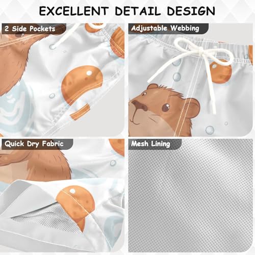 Pigsaly Boys' Swim Board Shorts Capybara Bubble Boy's Swim Trunks Kids Swimwear S Multicolor3