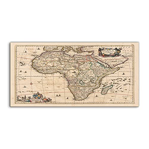Coloray Tinta acrílica vidro acrílico 100 x 50 cm quadro de parede sala de estar arte mural - mapa da África vintage