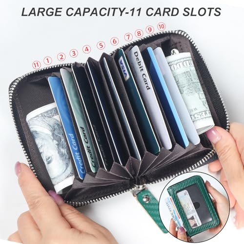 Image of Credit Card Wallet, RFID Card Case Wallet, Zipper Card Cases Holder for Men Women, RFID Blocking, KeyChain Wallet, Compact Size Card Organizer Case for Women