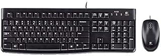 Logitech MK120 Wired Keyboard and Mouse Combo for Windows, QWERTY Italian Layout - Black