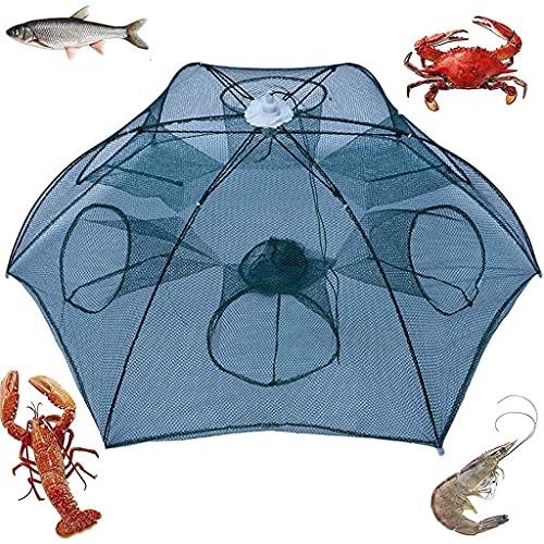 Image of Bolt Portable Folding Fishing Net - Fish Crab Shrimp,Minnow, Crayfish, Crab Cage Trap 8 Side Automatic Folding Umbrella Type Fishing net
