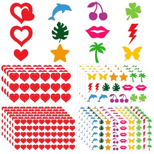 Tanning Stickers for Body 714Pcs Dual-Size Multi-Style Self Adhesive Removable Sunbathing Stickers Perforated Heart Butterfly Star Tanning Bed Sticker for Women Kids Beach & Salon Supplies