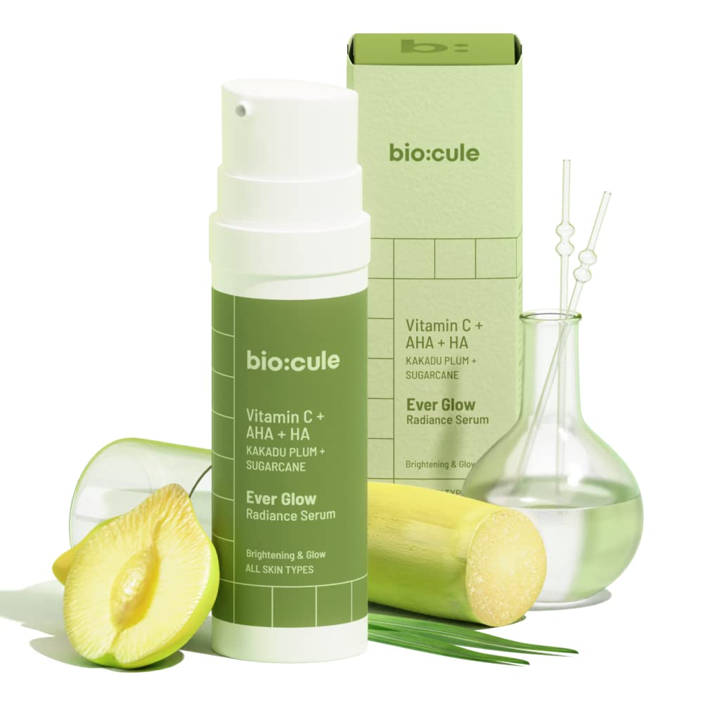 biocule Ever Glow Radiance Serum, Vitamin C Face Serum for Glowing Skin with Glycolic Acid from Kakadu Plum & Sugarcane, Skin Brightening & Glow, Oil Free Vitamin C Serum for All Skin Types, 30ml biocule Ever Glow Radiance Serum, Vitamin C Face Serum for Glowing Skin with Glycolic Acid from Kakadu Plum & Sugarcane, Skin Brightening & Glow, Oil Free Vitamin C Serum for All Skin Types, 30ml