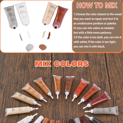 Image of Walnut Wood Filler Kit,Wood Putty with 3 Color Laminate Floor Repair Kit for Scratch Cover & Restore Laminate Scratch, Cracks, Hole, Restofinisher Wooden Door, Furniture, Table, Cabinet