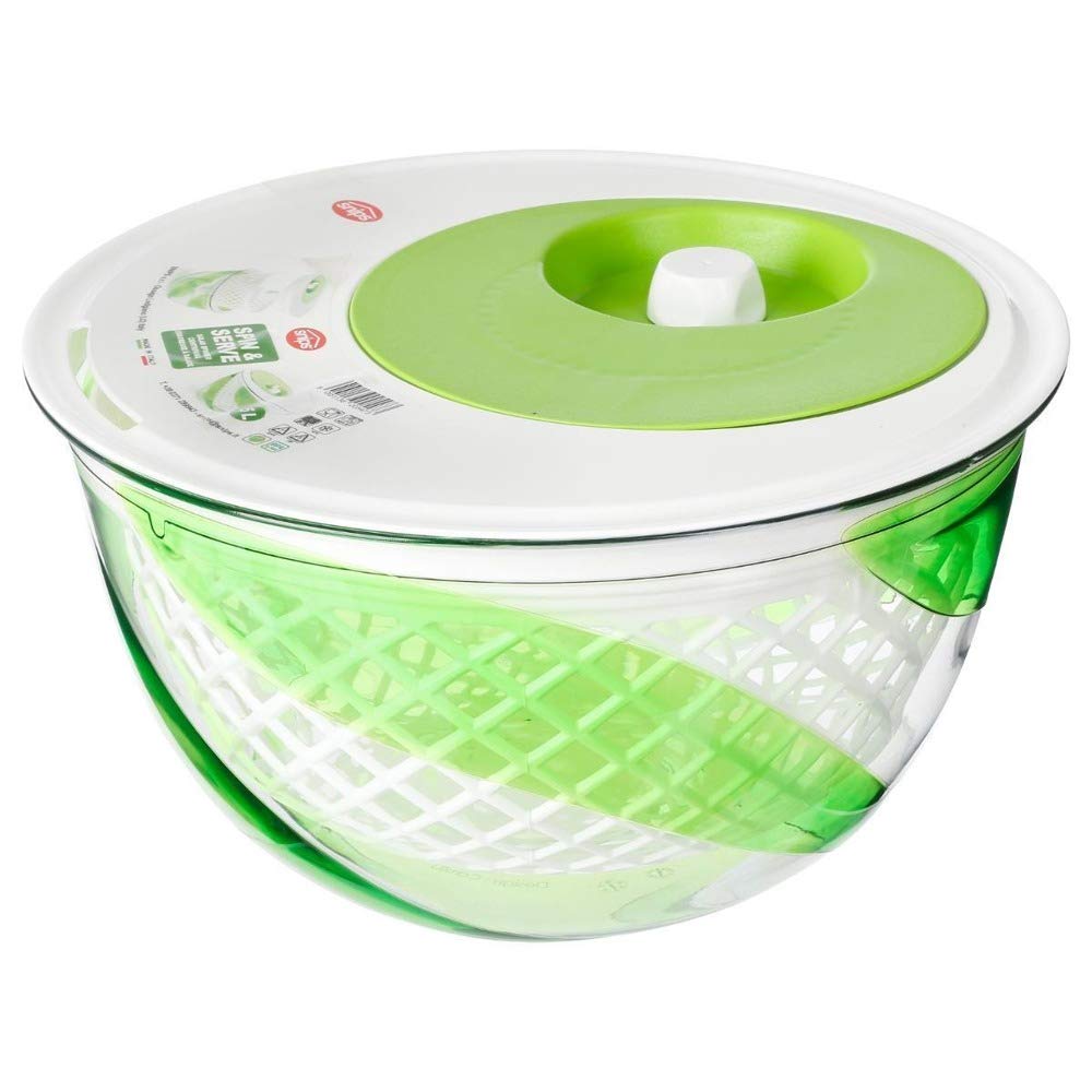 Snips Spin, Drain & Serve Salad Spinner 5 Quart, Green