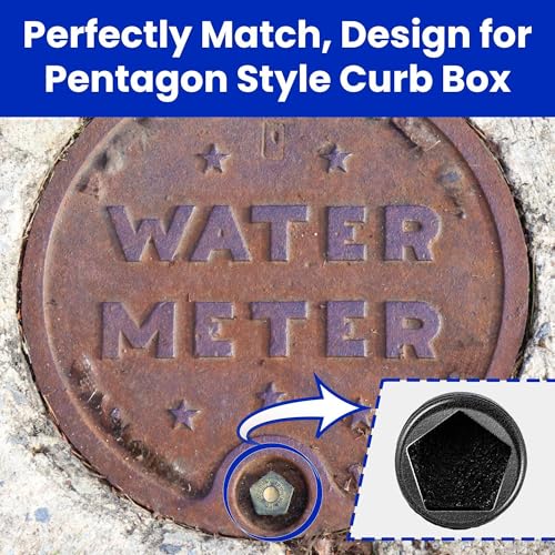 Image of Enhon Curb Box Wrench for Pentagon Curb Boxes, Water Meter Wrench for Penta Socket, T Handle Penta Tool, Water Valve Shut Off Tool (1 Pack,Black)