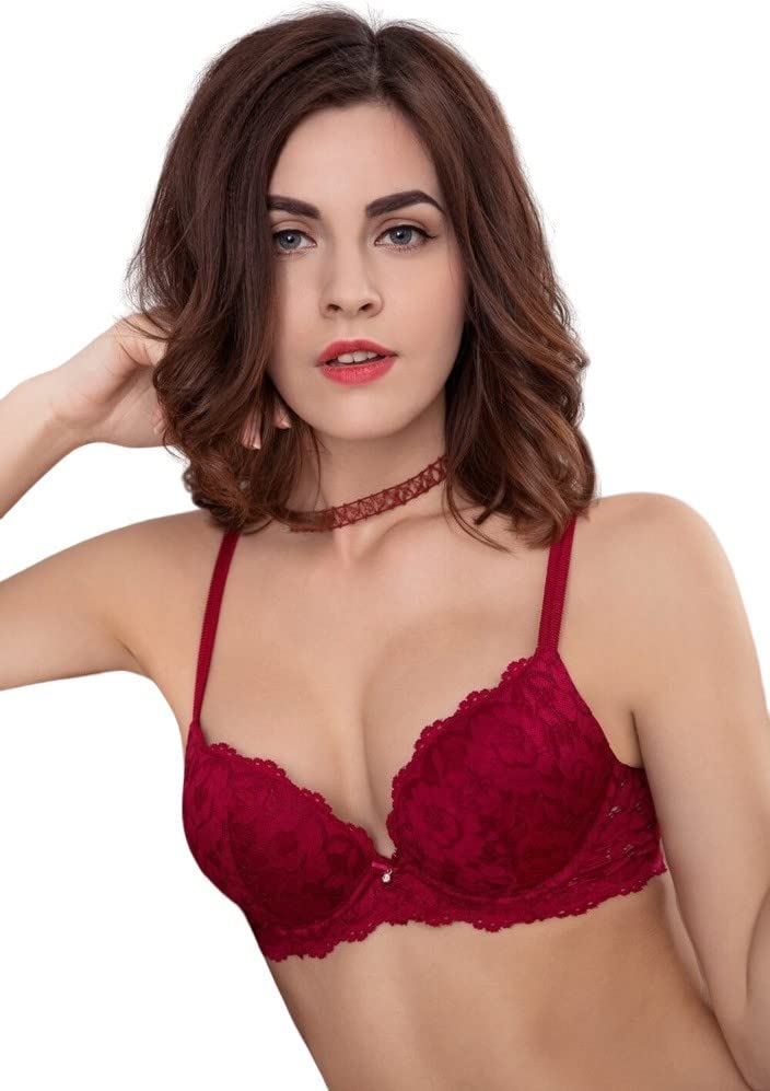 Image of UNITRUST Designer Women's Bra and Panty Set Lace Push Up Solid Lingerie Set
