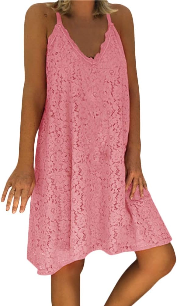 Verano Mujer Cuello En V Chaleco Sin Mangas Vestido Hueco Anillo