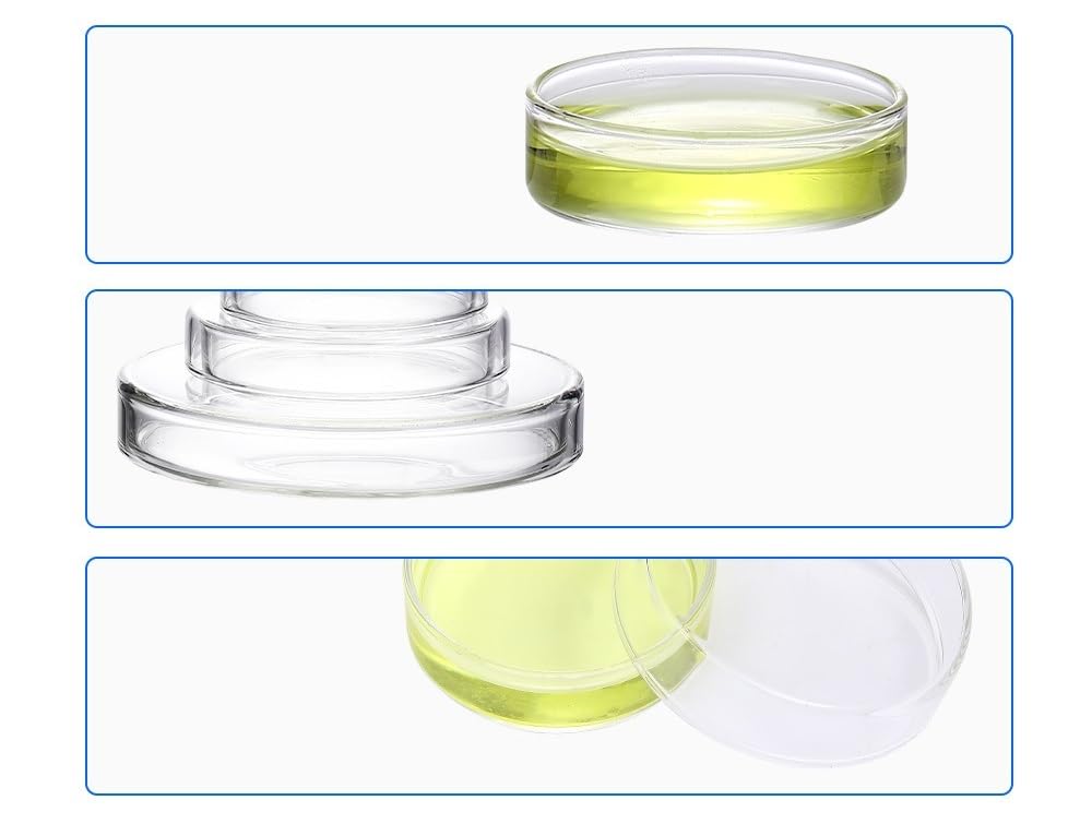 Placas de Petri de Vidrio Juego de 3, Placas de Cultivo de Vidrio Borosilicato 60–150mm para Laboratorio(200mm)