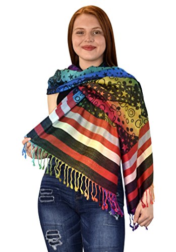 Rainbow Silky Tropical Colorful Exotic Pashmina Wrap Shawl Scarf2