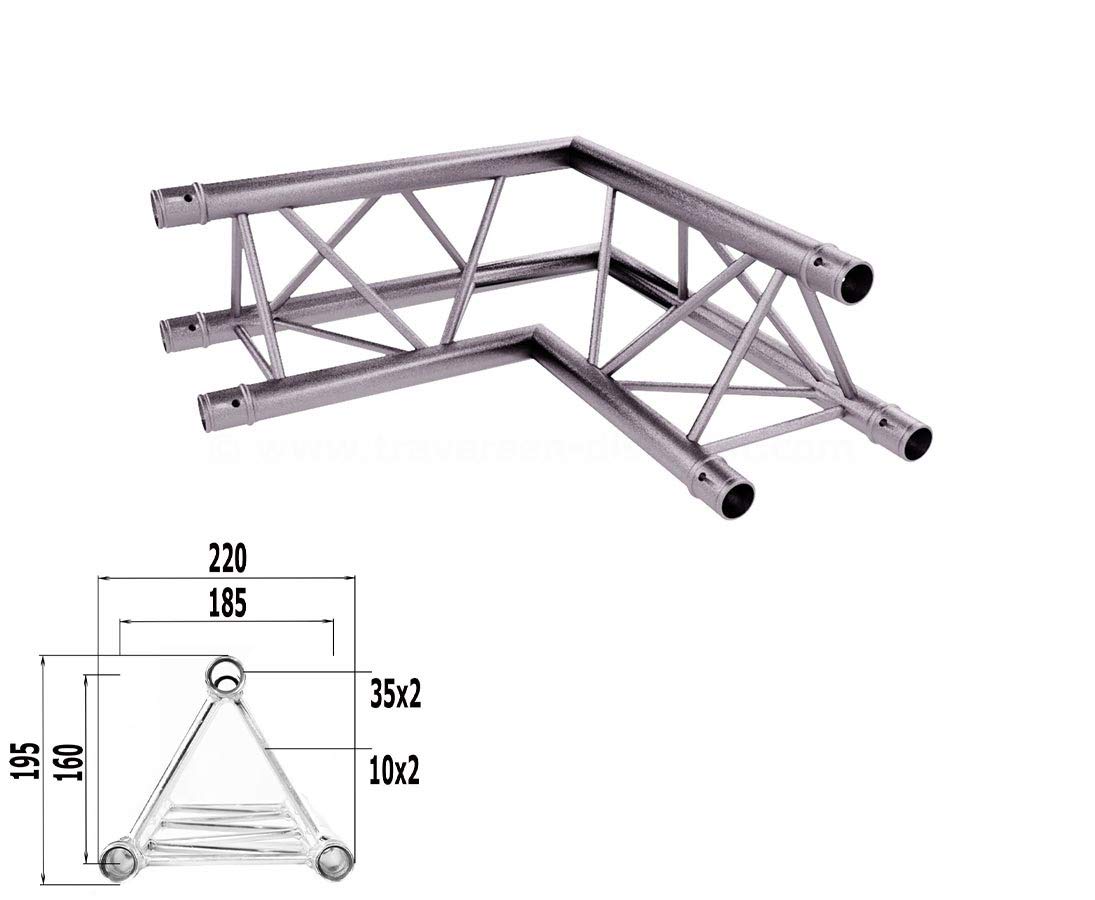 Alu System Trussing AST, Traverse 3 Punkt, Deko Truss, 2 Wege Eck 90°