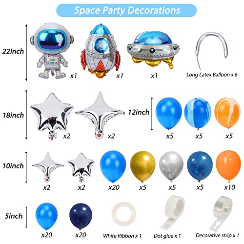 Rubfac 117Pcs Space Party Decorations Balloon Garland Kit, Universe Space Planets Party Supplies Ufo Rocket Astronaut Navy Blue Silver Foil Latex Balloons For Boys Kids #TOP1