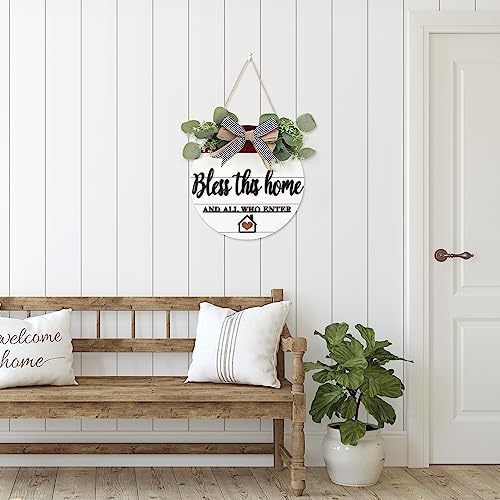 Panneau de porte en bois 3D couronne de fleurs décoration murale maison - 5