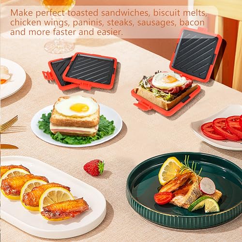 Image of Microwave Sandwich Maker Microwave Grilled Cheese Maker(Red) | Versatile Small Toaster, Easy to Clean and Store, Perfect for Cooking Breakfast, Grilled Cheese, Snacks