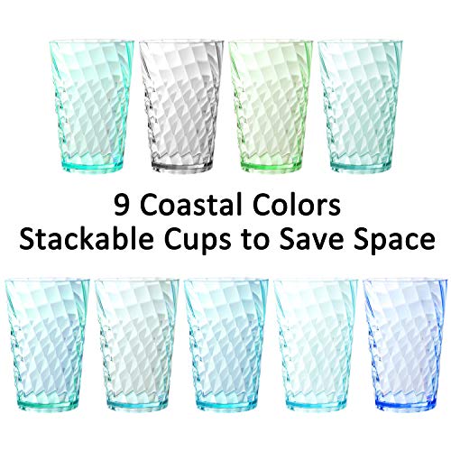 Youngever 9 Pack 600ml Re-usable Plastic Tumblers, Cafe Break-Resistant Drinking Glasses - Image 3