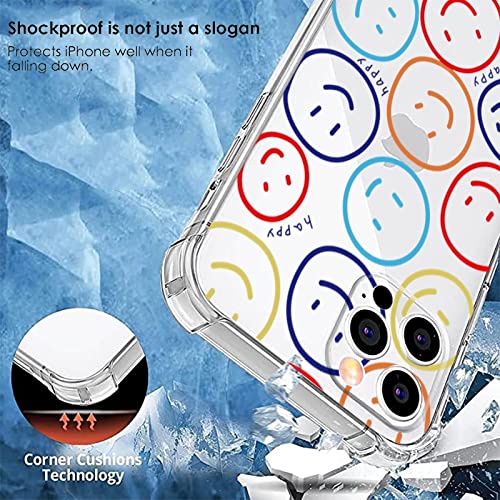 For Iphone 13 Pro Clear Smile Faces Case, Lovely Happy Smiling Face Pattern Print Phone Case For Girl Women Boy Men With Transparent Tpu Bumper Clear Phone Case Designed For Iphone 13 Pro #TOP2