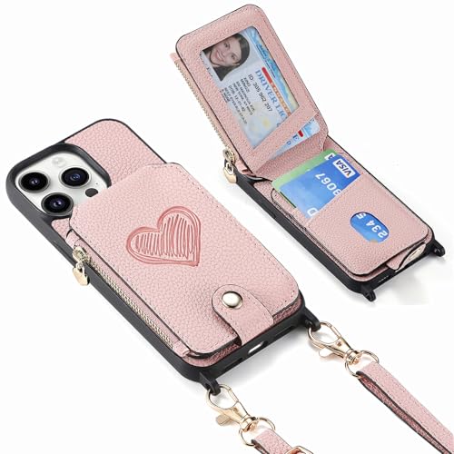 Coque portefeuille iPhone 15 Pro rose pour éviter les rayures d'écran - 2