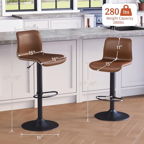 Image of HeuGah Adjustable Bar Stools Set of 3, Swivel Counter Height Bar Chairs